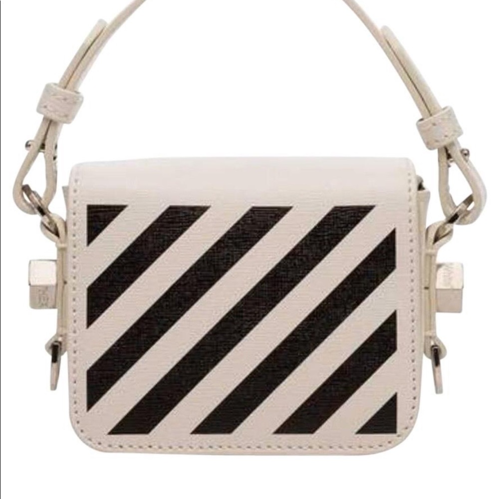 Off White Flap Diagonal Cross body